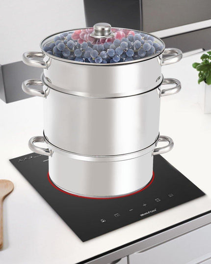 11 Quart Juice Steamer Fruit Vegetables Juicer Steamers w/ Tempered Glass Lid - Giantexus