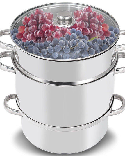 11 Quart Juice Steamer Fruit Vegetables Juicer Steamers w/ Tempered Glass Lid - Giantexus