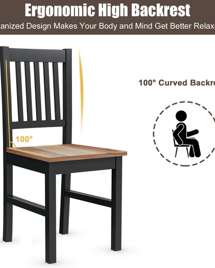 Giantex Set of 4 Wood Dining Chairs, Whitesburg Dining Room Side Chair w/ Wide Seat,Black - Giantexus