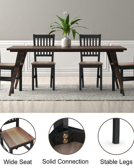Giantex Set of 4 Wood Dining Chairs, Whitesburg Dining Room Side Chair w/ Wide Seat,Black - Giantexus