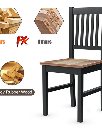 Giantex Set of 4 Wood Dining Chairs, Whitesburg Dining Room Side Chair w/ Wide Seat,Black - Giantexus