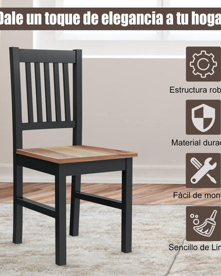 Giantex Set of 4 Wood Dining Chairs, Whitesburg Dining Room Side Chair w/ Wide Seat,Black - Giantexus