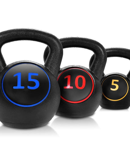 Giantex 3-Piece Kettlebell Weights Set, Weight Available 5,10,15 lbs????o?Black - Giantexus