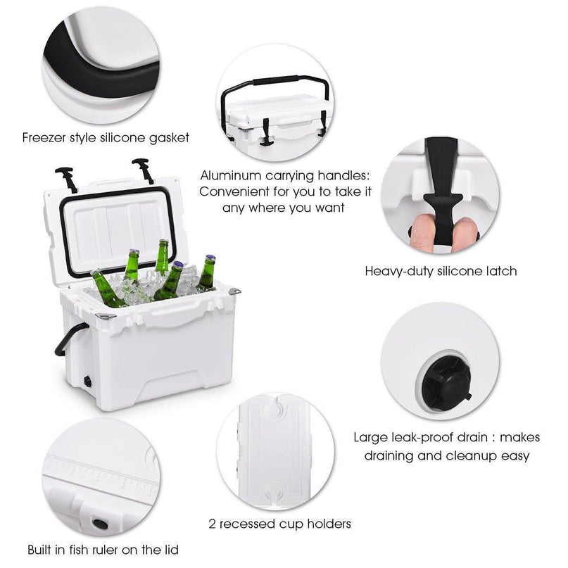 20 Quart Portable Cooler Ice Chest Outdoor Insulated Heavy Duty Cooler - Giantexus