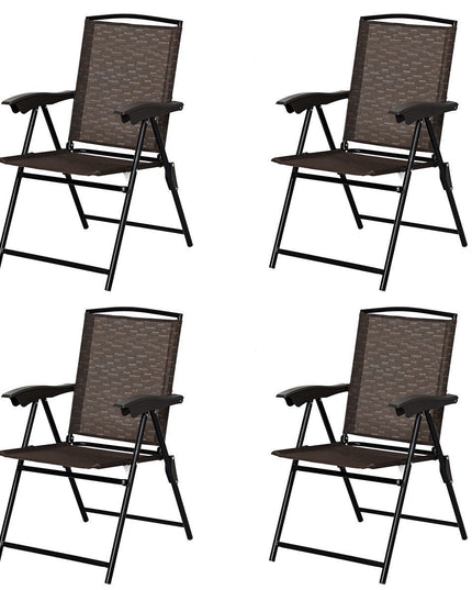 Giantex 2 Pack Patio Dining Chairs, Adjustable Sling Back Chairs with Armrest, Folding Patio Chairs