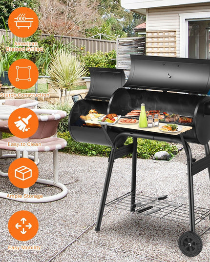 BBQ Charcoal Grill with Offset Smoker - Giantexus