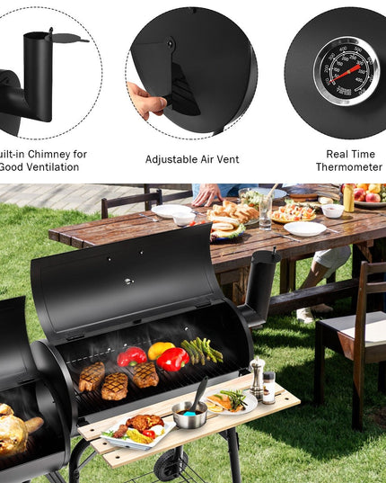 BBQ Charcoal Grill with Offset Smoker - Giantexus