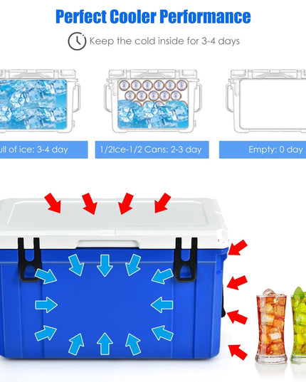 Giantex Portable Cooler, 3-4 Days Camping Ice Chest, 79/58 Quart