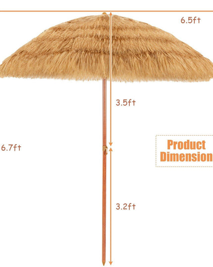 Giantex 6.5 Ft Thatched Patio Umbrella, Hawaiian Tiki Umbrella - Giantexus