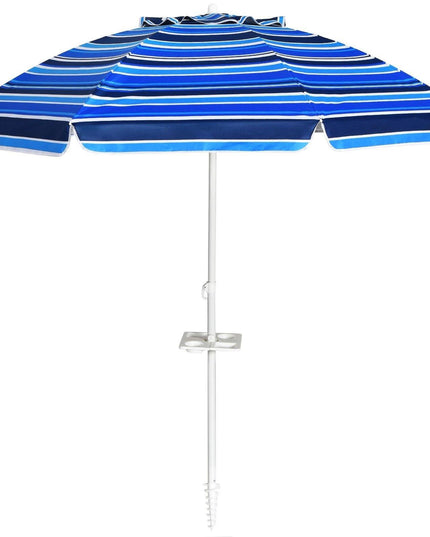 Giantex 7.2 Ft Beach Umbrella, Patio Sunshade Umbrella with Sand Anchor & Cupholder - Giantexus