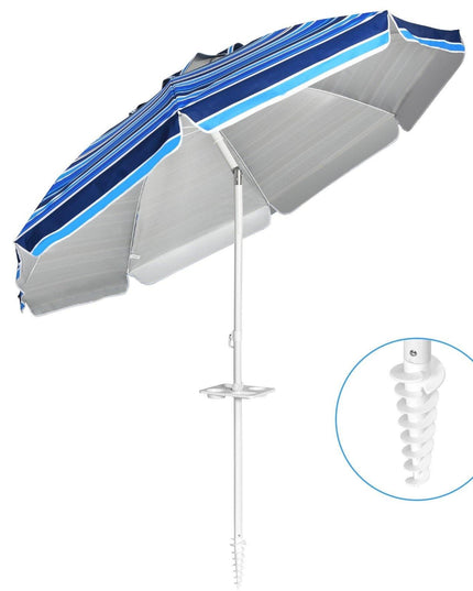 Giantex 7.2 Ft Beach Umbrella, Patio Sunshade Umbrella with Sand Anchor & Cupholder - Giantexus