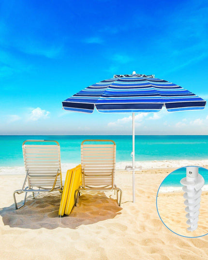 Giantex 7.2 Ft Beach Umbrella, Patio Sunshade Umbrella with Sand Anchor & Cupholder - Giantexus