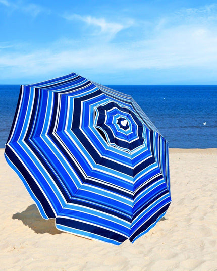 Giantex 7.2 Ft Beach Umbrella, Patio Sunshade Umbrella with Sand Anchor & Cupholder - Giantexus