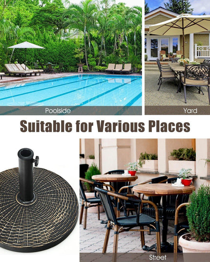 22 LBS Patio Umbrella Base, 18 Inch Round Outdoor Umbrella Stand - Giantexus