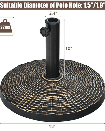 22 LBS Patio Umbrella Base, 18 Inch Round Outdoor Umbrella Stand - Giantexus
