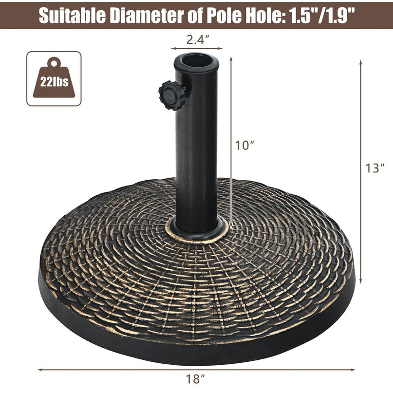 22 LBS Patio Umbrella Base, 18 Inch Round Outdoor Umbrella Stand - Giantexus