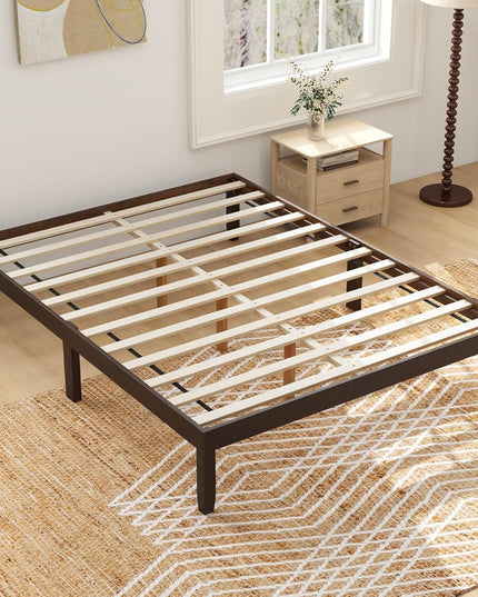 Giantex 14 Inch Twin Wood Platform Bed Frame, Minimalist Twin Bed Frame with Wooden Slats Support & Rubber Wood Legs