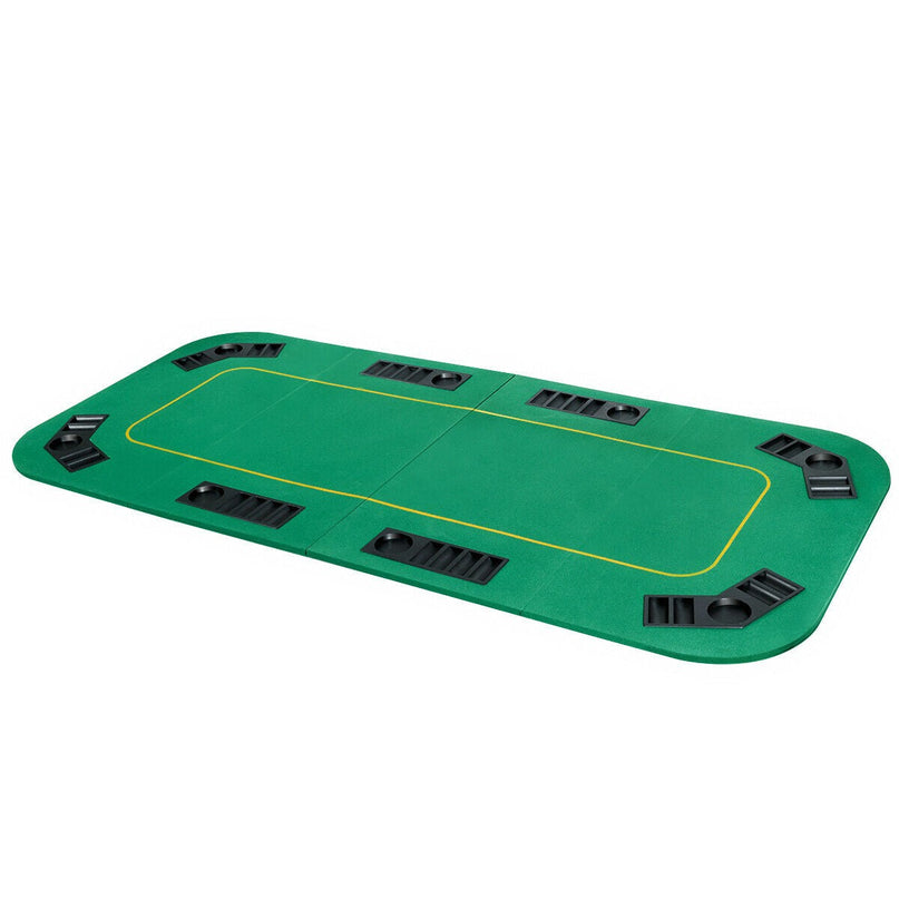 8 Player Poker Table Top, 80"x36" Folding Poker Table Top w/ Storage Bag (Green) - Giantexus