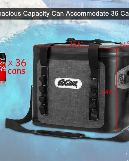 36 Can Soft Pack Cooler Insulated Soft Sided Cooler Bag Leak-Proof w/Easy-Pull Zippers (36 Cans) - Giantexus