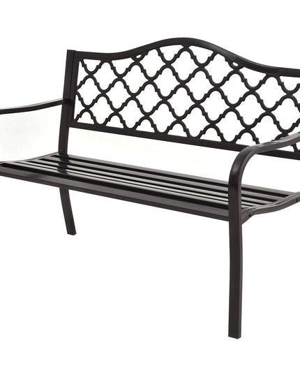 Giantex 50" Patio Garden Bench Loveseats Park Yard Furniture (Black Style 1)