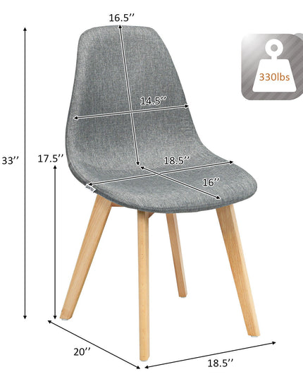 Giantex Set of 2 or 4 Modern Fabric Dining Chairs, Upholstered Accent Chair, Grey