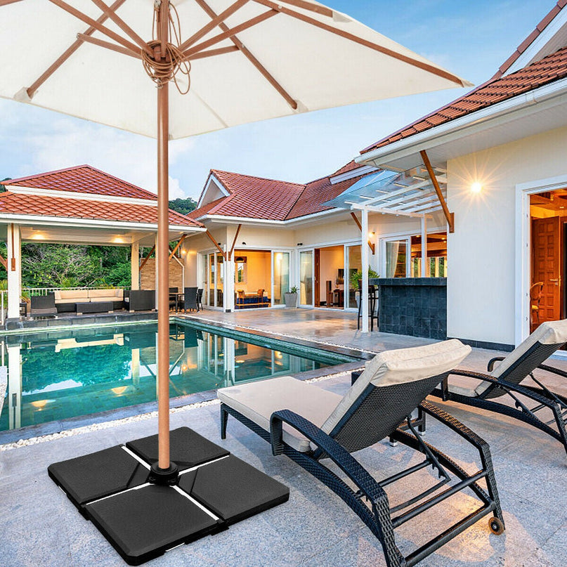 4PCS 238lbs Square Patio Umbrella Base 38"X38" Black - Giantexus
