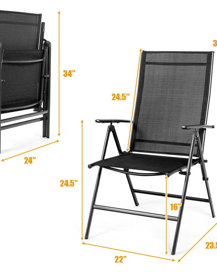 Giantex Set of 2 Patio Dining Chairs, Folding Outdoor Chairs (Black)