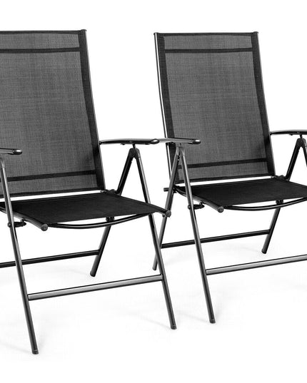Giantex Set of 2 Patio Dining Chairs, Folding Outdoor Chairs (Black)