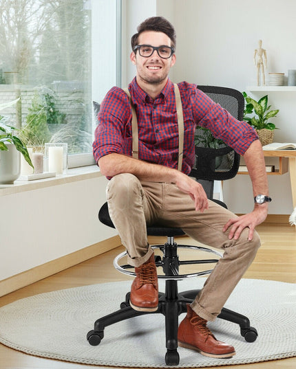 Mesh Drafting Chair, Standing Desk Chair w/Footrest Ring