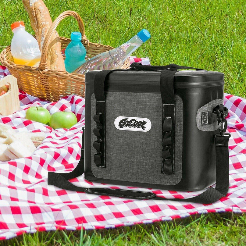 36 Can Soft Pack Cooler Insulated Soft Sided Cooler Bag Leak-Proof w/Easy-Pull Zippers (36 Cans) - Giantexus