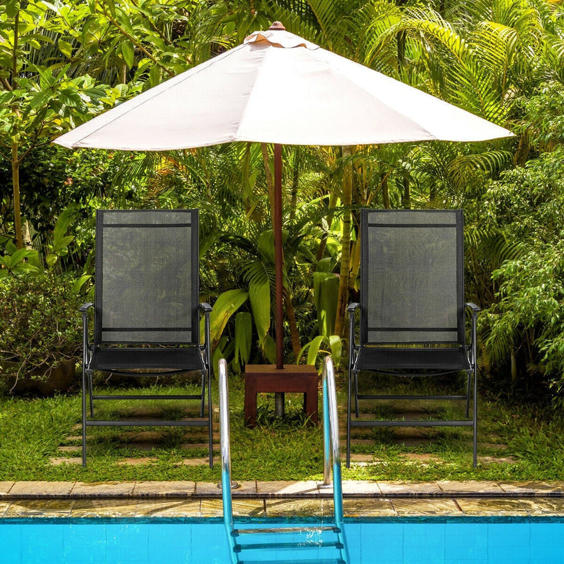 Giantex Set of 2 Patio Dining Chairs, Folding Outdoor Chairs (Black)