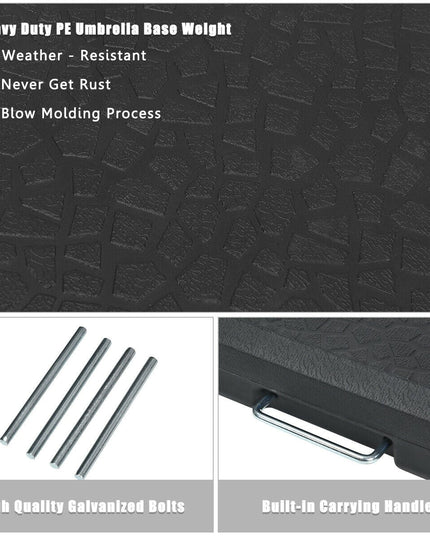 4PCS 238lbs Square Patio Umbrella Base 38"X38" Black - Giantexus