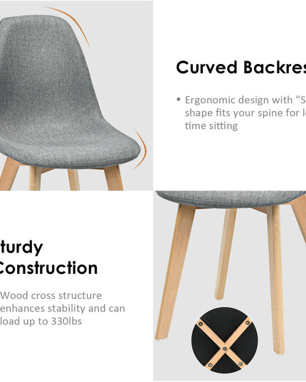 Giantex Set of 2 or 4 Modern Fabric Dining Chairs, Upholstered Accent Chair, Grey