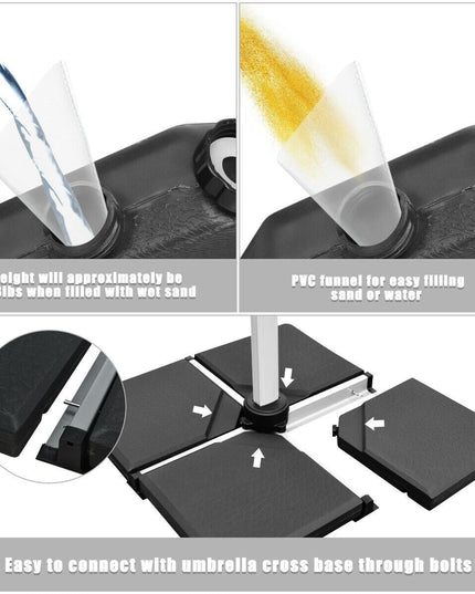 4PCS 238lbs Square Patio Umbrella Base 38"X38" Black - Giantexus