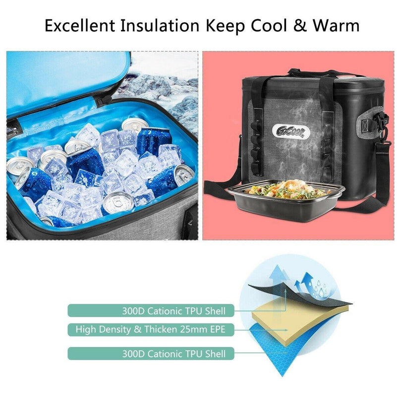 36 Can Soft Pack Cooler Insulated Soft Sided Cooler Bag Leak-Proof w/Easy-Pull Zippers (36 Cans) - Giantexus