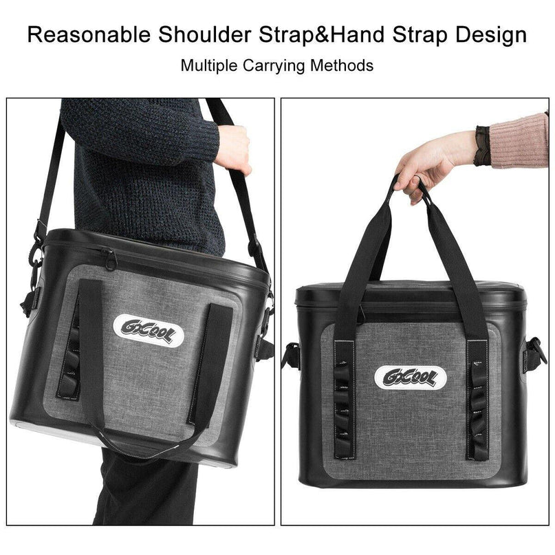 36 Can Soft Pack Cooler Insulated Soft Sided Cooler Bag Leak-Proof w/Easy-Pull Zippers (36 Cans) - Giantexus