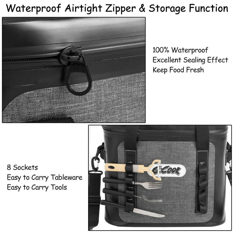 36 Can Soft Pack Cooler Insulated Soft Sided Cooler Bag Leak-Proof w/Easy-Pull Zippers (36 Cans) - Giantexus