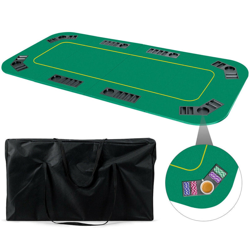 8 Player Poker Table Top, 80"x36" Folding Poker Table Top w/ Storage Bag (Green) - Giantexus