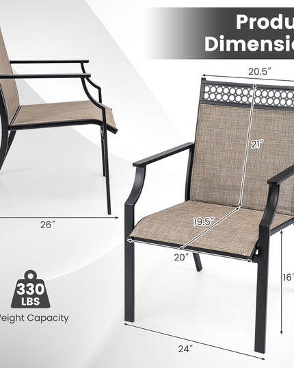 Giantex Patio Chairs Set of 2/4, Outdoor Chairs with All Weather Fabric, High Backrest, Armrests