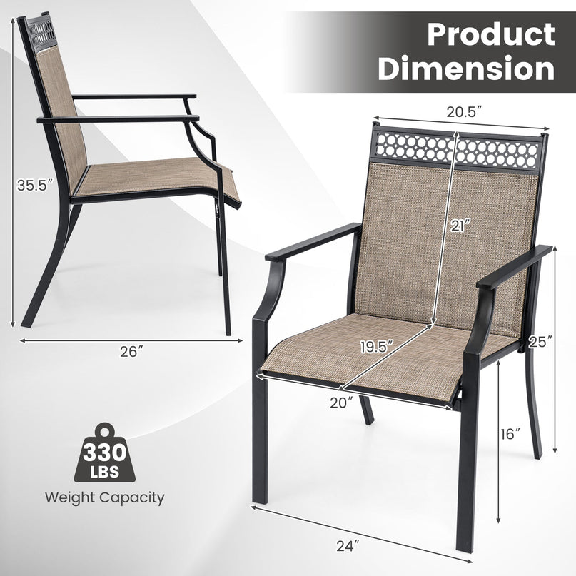 Giantex Patio Chairs Set of 2/4, Outdoor Chairs with All Weather Fabric, High Backrest, Armrests