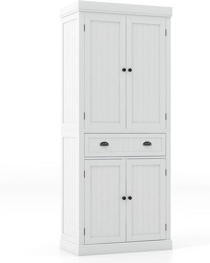 Giantex Pantry Organizers and Storage, 72" Tall Kitchen Cabinet with 2-Door Cabinets & Drawer, Buffet Sideboard