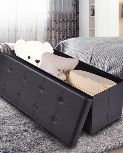 Giantex 45" Folding Storage Ottoman Bench, Faux Leather