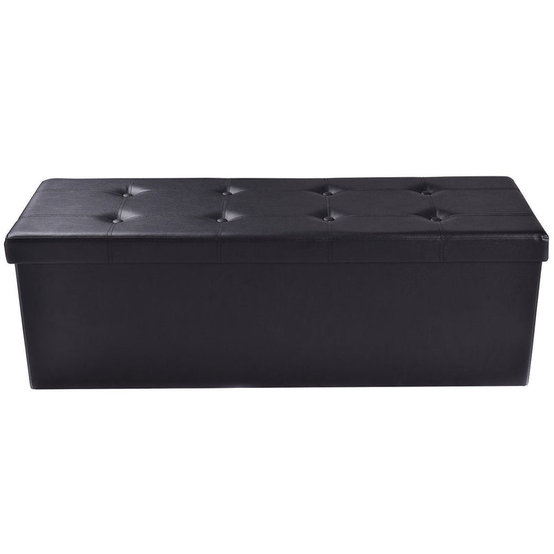 Giantex 45" Folding Storage Ottoman Bench, Faux Leather