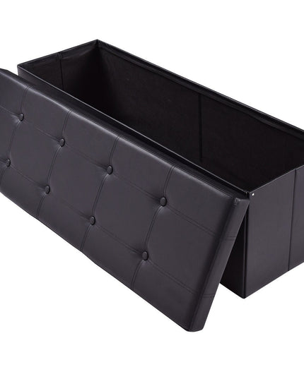 Giantex 45" Folding Storage Ottoman Bench, Faux Leather