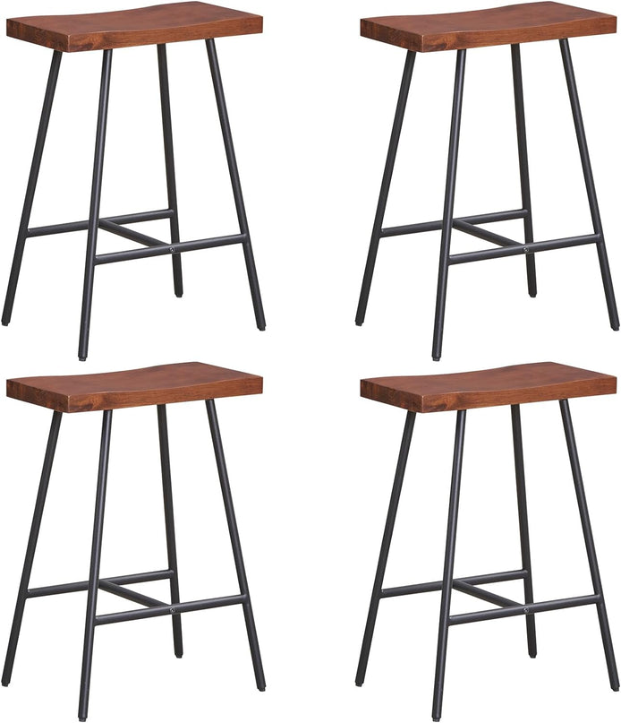 Giantex 24" Bar Stools Set of 2, Counter Height Bar Stools with Footrests, Solid Metal Legs